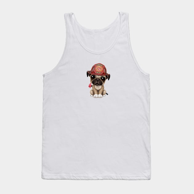 Cute Pug Puppy Firefighter Tank Top by jeffbartels